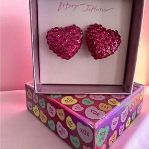 Betsey Johnson Fuchsia Heart Earrings
